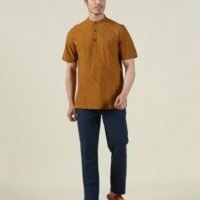 Mustard Cotton Mid Placket Shirt