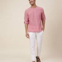 Red Cotton Mid Placket Shirt