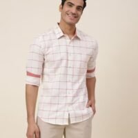 White Cotton Checks Slim Fit Shirt