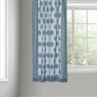 Blue Inaaya Cotton Woven Cutwork Curtain  1pc