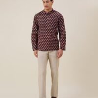 Brown Cotton Mid Placket Shirt