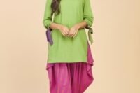 NUIndian Green Cotton Slim Fit Kurta