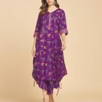 NUIndian Purple Cotton Printed Slim Fit Kurta
