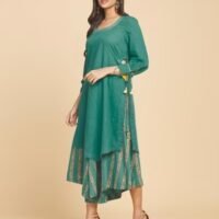 NUIndian Turquoise Cotton Straight Kurta