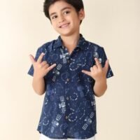 Indigo Cotton Printed Shirt