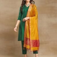 Mustard Cotton Silk Blend Maheshwari Dupatta