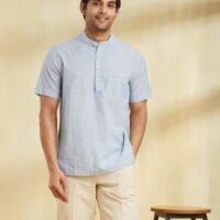 Blue Cotton Mid Placket Shirt