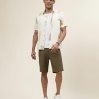 Green Cotton Regular Shorts