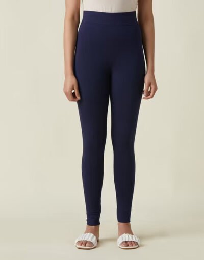 Navy Cotton Skinny Fit Leggings - Image 2