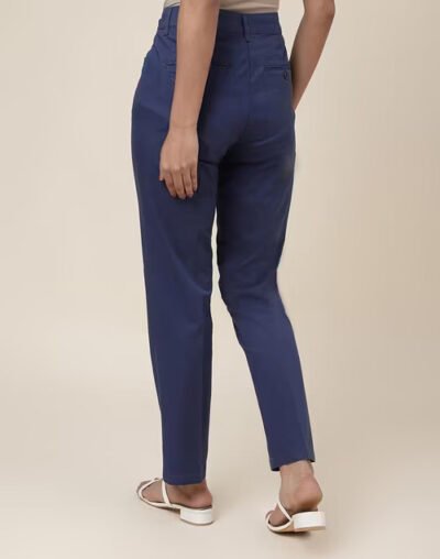 Navy Cotton Slim Fit Formal Chino Pant - Image 4