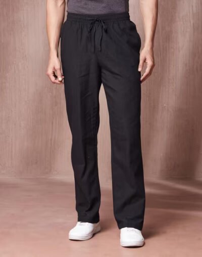 Black Cotton Full Length Drawstring Pants - Image 2