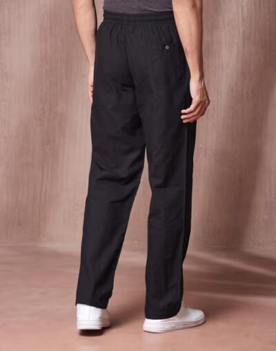 Black Cotton Full Length Drawstring Pants - Image 4