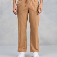 Brown Cotton Drawstring Pants